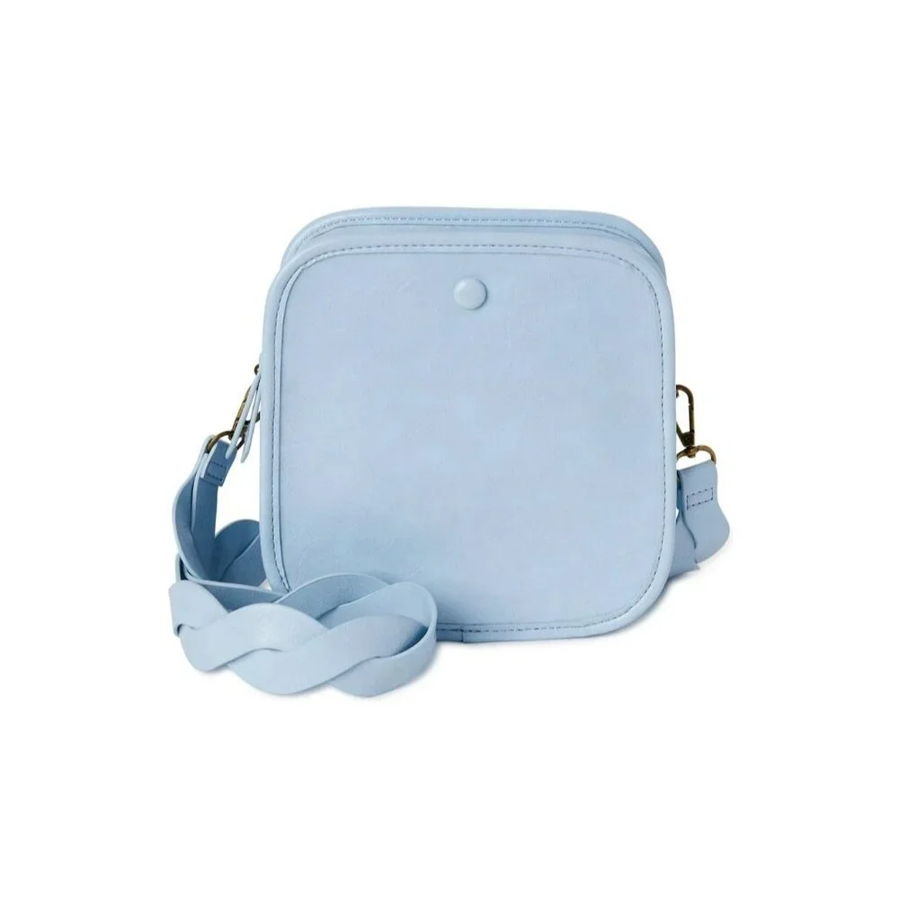 Time‎ And Tru Women's Large Woven Tote Bag Winter Sky Blue Braided Strap